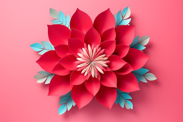 3d abstract background with paper cut flower shape