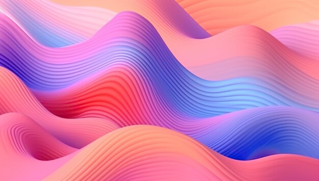 3d abstract background with some purple pink and orange wavy lines Generative AI