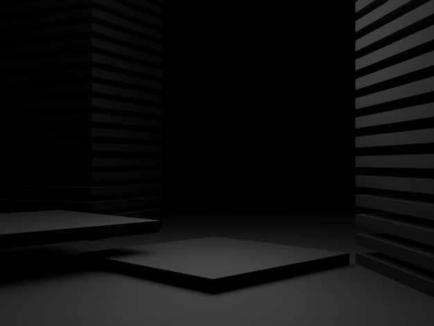 3D abstract black geometric background