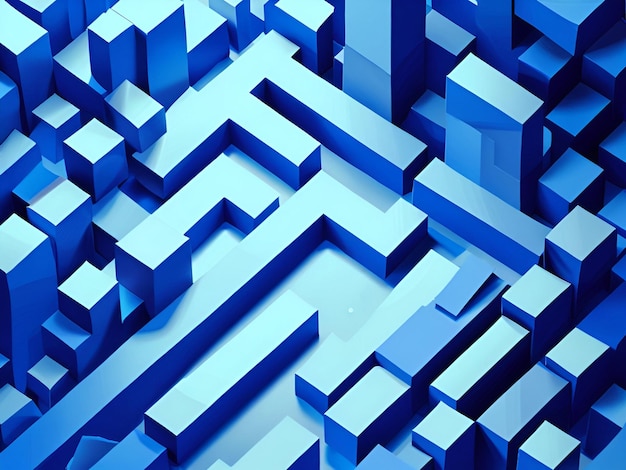 3D Abstract Blue Color isometric backgroundComposition with simple matte 3d shapes Ideal for post