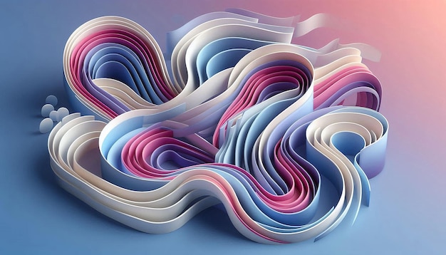 3D Abstract Design Background with Wavy Shapes