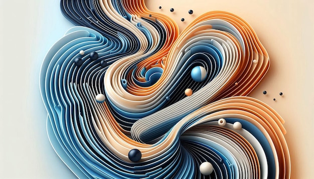 3D Abstract Design Background with Wavy Shapes