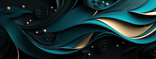 3D Abstract Design Background with Wavy and Spiral Curves Generative AI