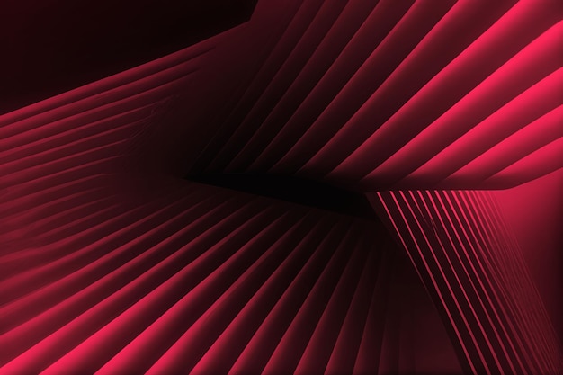 3D abstract design of elegant lines in Viva Magenta color. Generative AI.