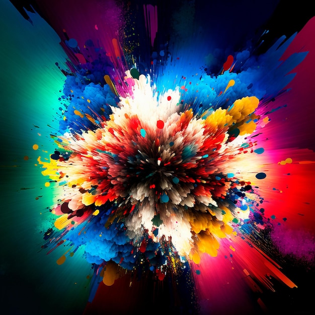 3d abstract explosion of bright colors