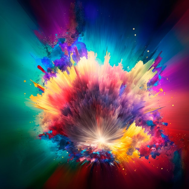 3d abstract explosion of bright colors