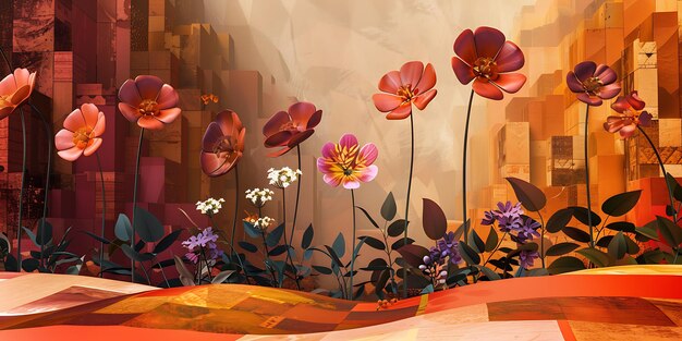 3D Abstract Flower Garden Capturing Life and Energy in Digital Art