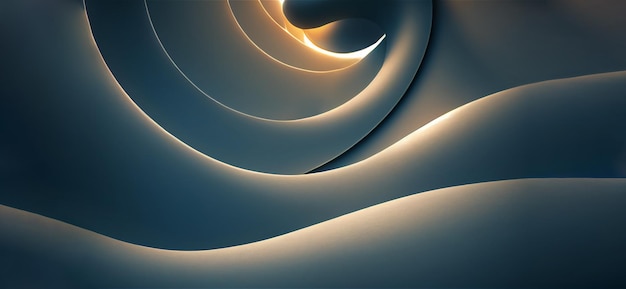 A 3D abstract flowing banner background with spiral