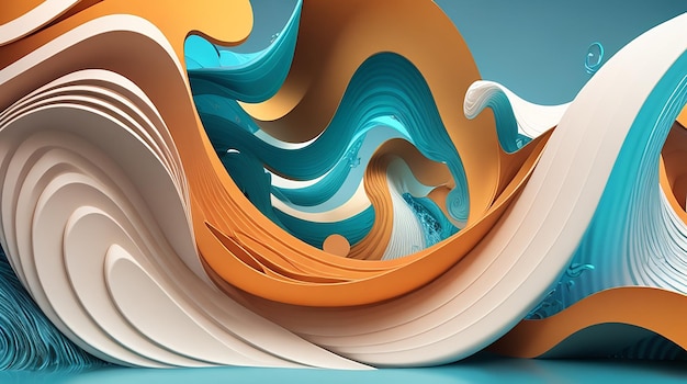 A 3D abstract flowing banner background with wave