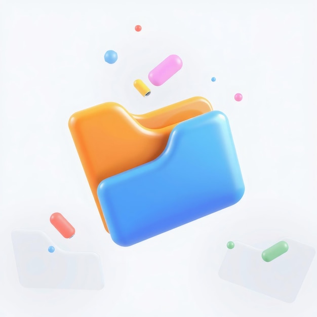 3D abstract folder with colorful shapes