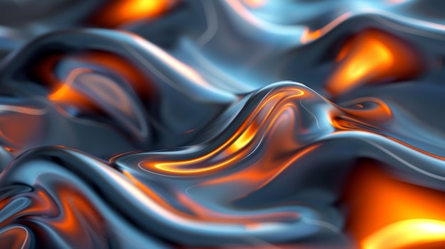 3D Abstract forms with metallic textures and glowing edges