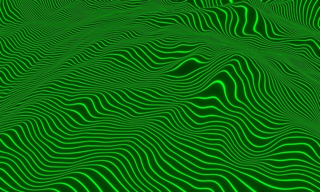 3D abstract green mountain contour lines Topographic terrain