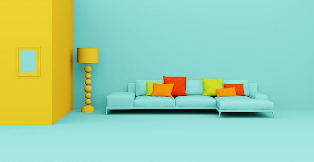 3d Abstract interior Interior template Bright color in the interior