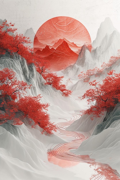 a 3D abstract landscape with subtle red and white hues