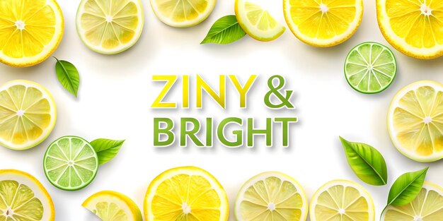 3D Abstract lemon slices forming a refreshing breeze with Zingy Bright text concept as A zesty vec