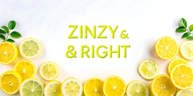 Photo 3d abstract lemon slices forming a refreshing breeze with zingy bright text concept as a zesty vec