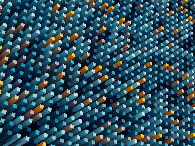 3d abstract mosaic structure Trendy blue and yallow futuristic background