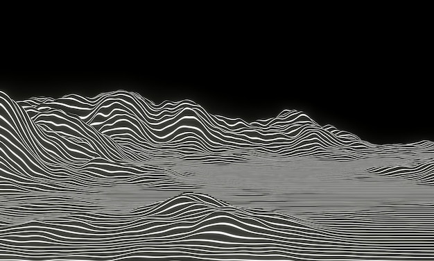 3D abstract mountain White and black terrain