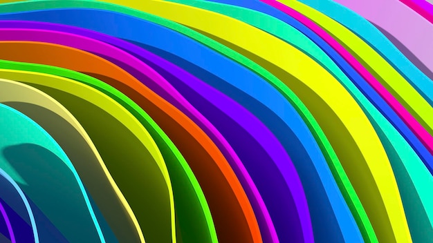 Photo 3d abstract rainbow wave lines folds background multi color gradient curves with texture paper