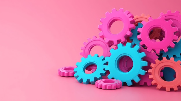 A 3D abstract search engine icon with floating gears symbolizing the mechanics behind digital search