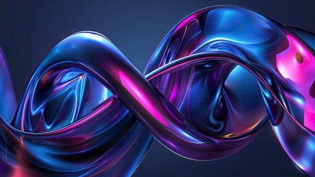 3d abstract shapes with dark blue neon color backgrounds