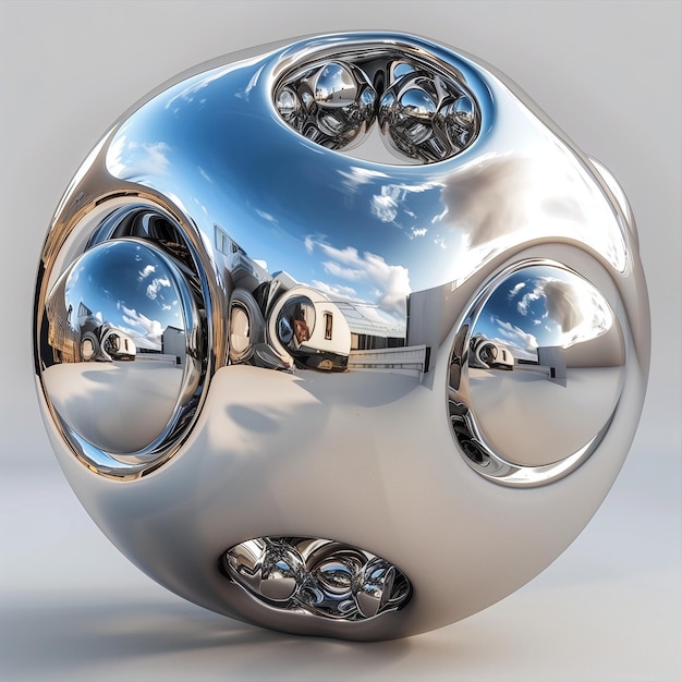 3D abstract spheres metallic finish reflective surfaces futuristic dynamic