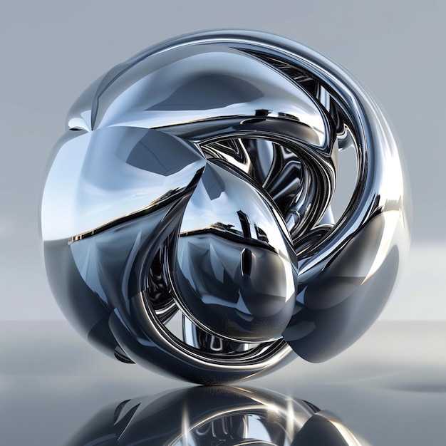 3D abstract spheres metallic finish reflective surfaces futuristic dynamic