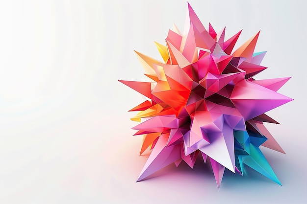 3D abstract spiky shape with gradient colors on white background