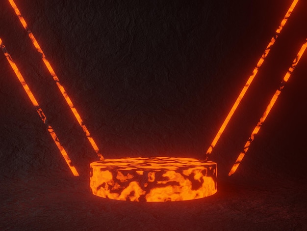 3D abstract volcanic molten rock podium