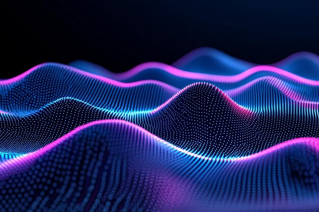 3D abstract wave patterns in neon colors symbolizing the fusion of art and technology in a futurist