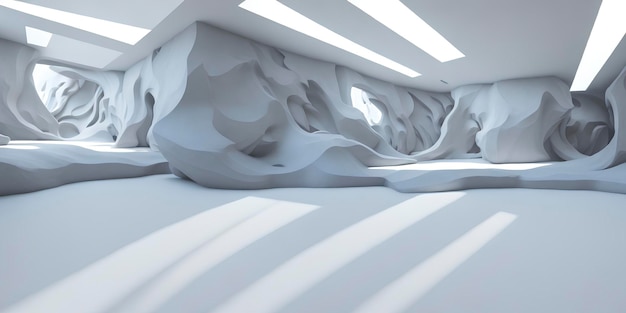 3D abstract white room background. Product view.