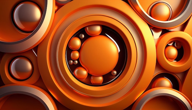 3d abstract yellow background with sphere and circle Generative AI