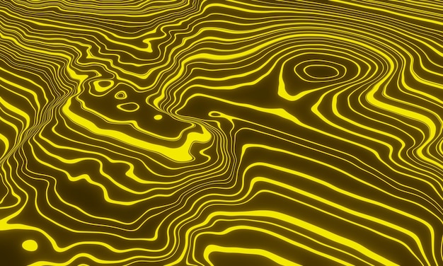 3D abstract yellow stripped topography