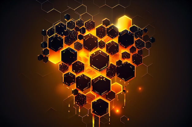 3d abstraction in honey orange tones background for the site of rhombuses Generative AI