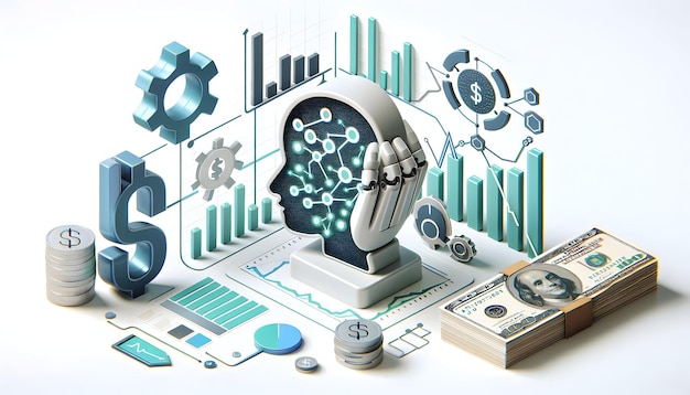 Photo 3d ai algorithm and financial analytics icon for vector designs symbolizing ais analytical power i