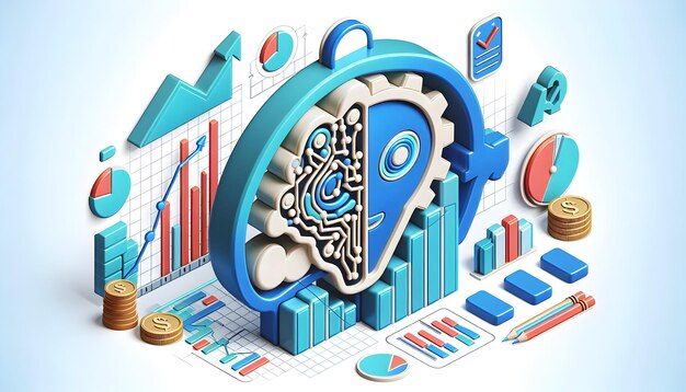 Photo 3d ai algorithm icon with investment chart for optimized investments on white background ideal for