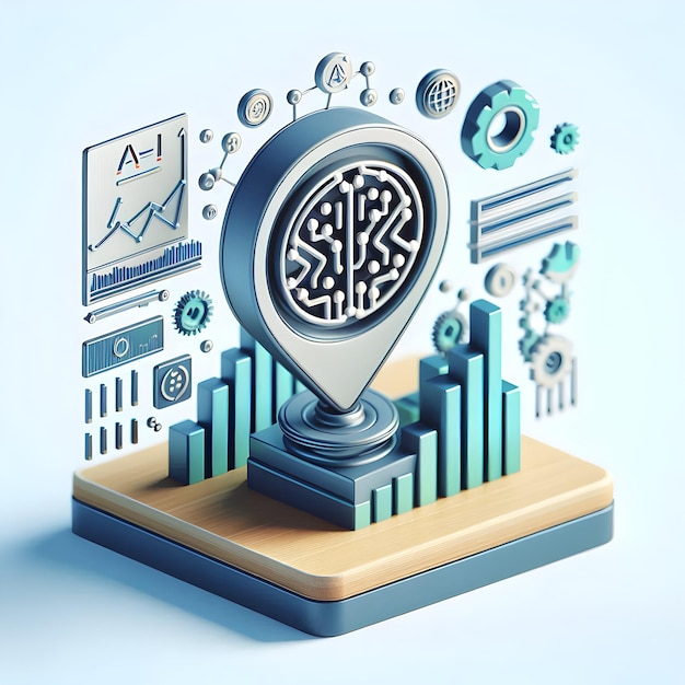 Photo 3d ai icon and investment chart concept for analyzing investments ideal for vector designs on whit