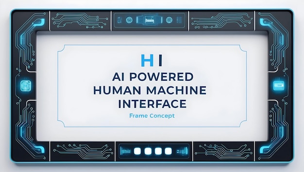 Photo 3d ai powered human machine interface frame concept as a border frame featuring hmi elements on the