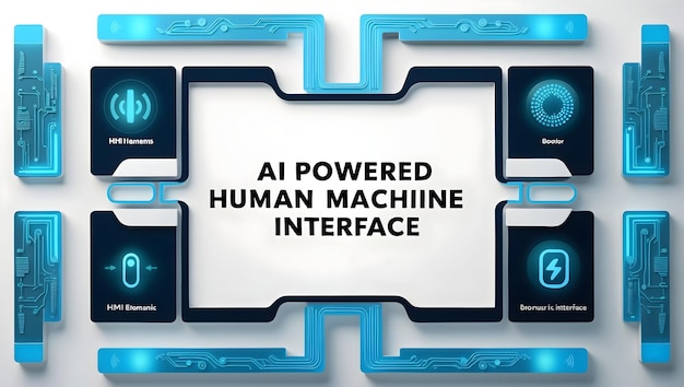 Photo 3d ai powered human machine interface frame concept as a border frame featuring hmi elements on the