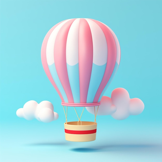 3d air balloon in the blue sky