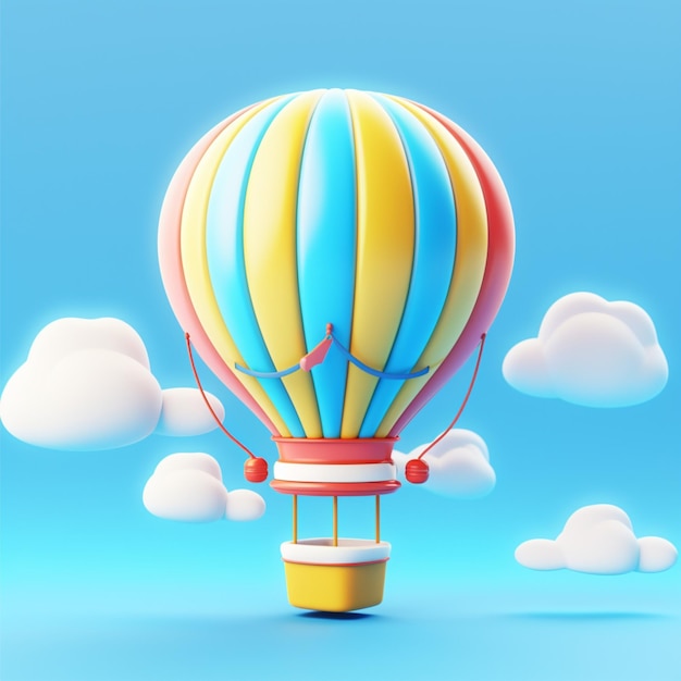 3d air balloon in the blue sky