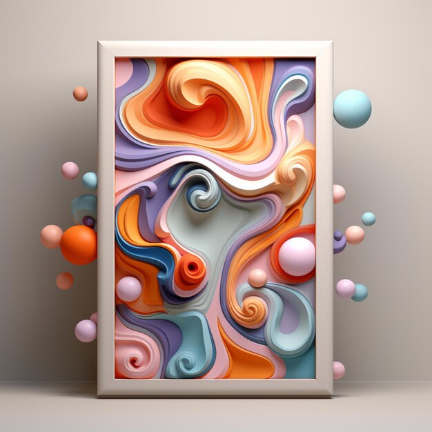 A 3D Algorithm icon in artistic strokes against a pastel canvas ideal for creative and designorien