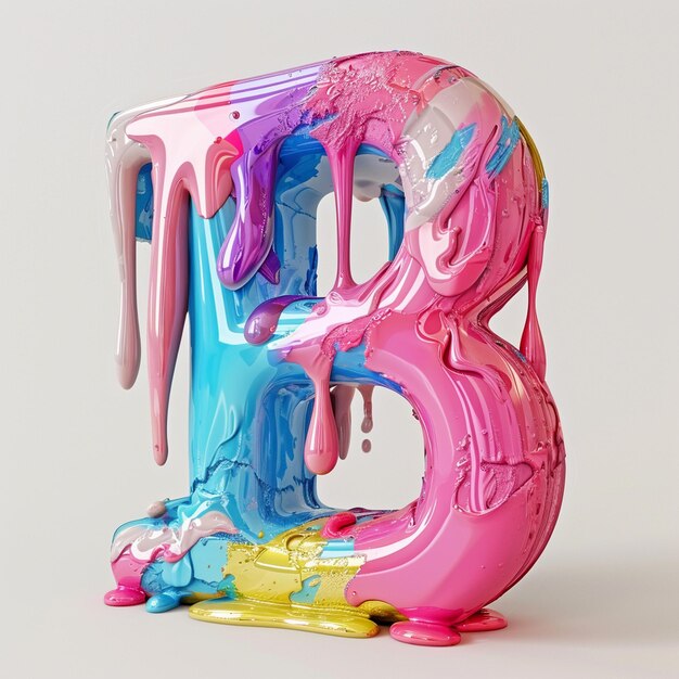 Photo 3d alphabet with melted colorful paint letters image