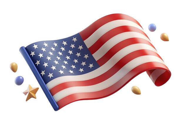 Photo 3d american flag and stars floating in mid air concept as a vibrant image of an american flag and a