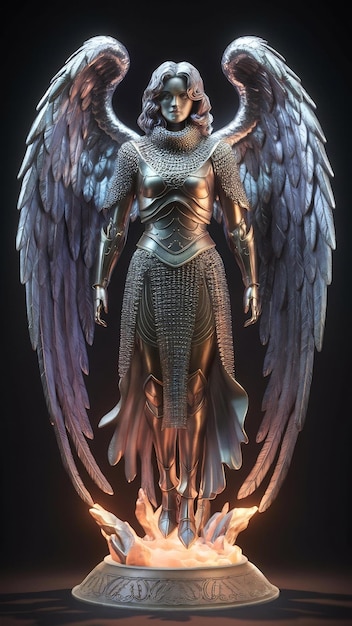 3d angel metal armor display figure