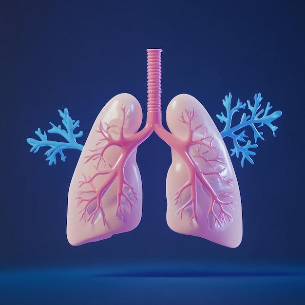 Photo 3d animated cartoon lungs breathing in out visual guide