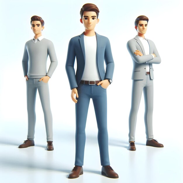 Photo a 3d animated character standing confidently on a solid white background