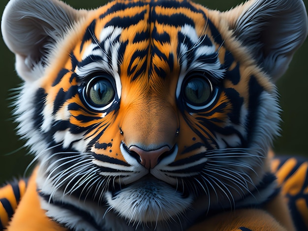 3D animated cute little tiger with big eyes