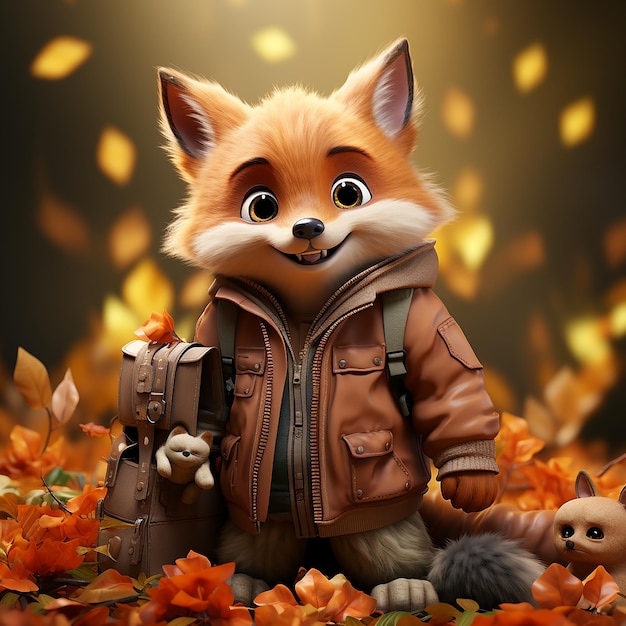 3D animated fox who is a thief and carries a big brown bag filled with valuables