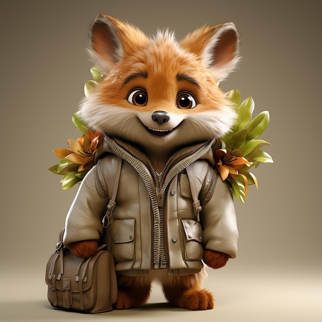 3D animated fox who is a thief and carries a big brown bag filled with valuables